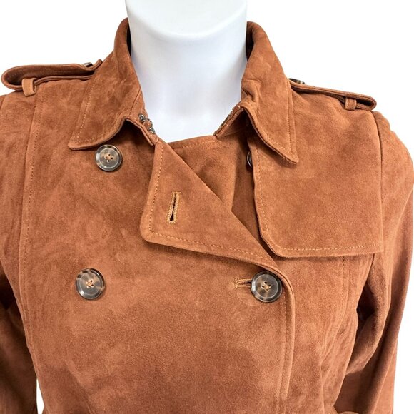 Banana Republic Womens Brown Suede Double-Breasted Trench Coat M NWT MSRP $698 - Picture 5 of 15